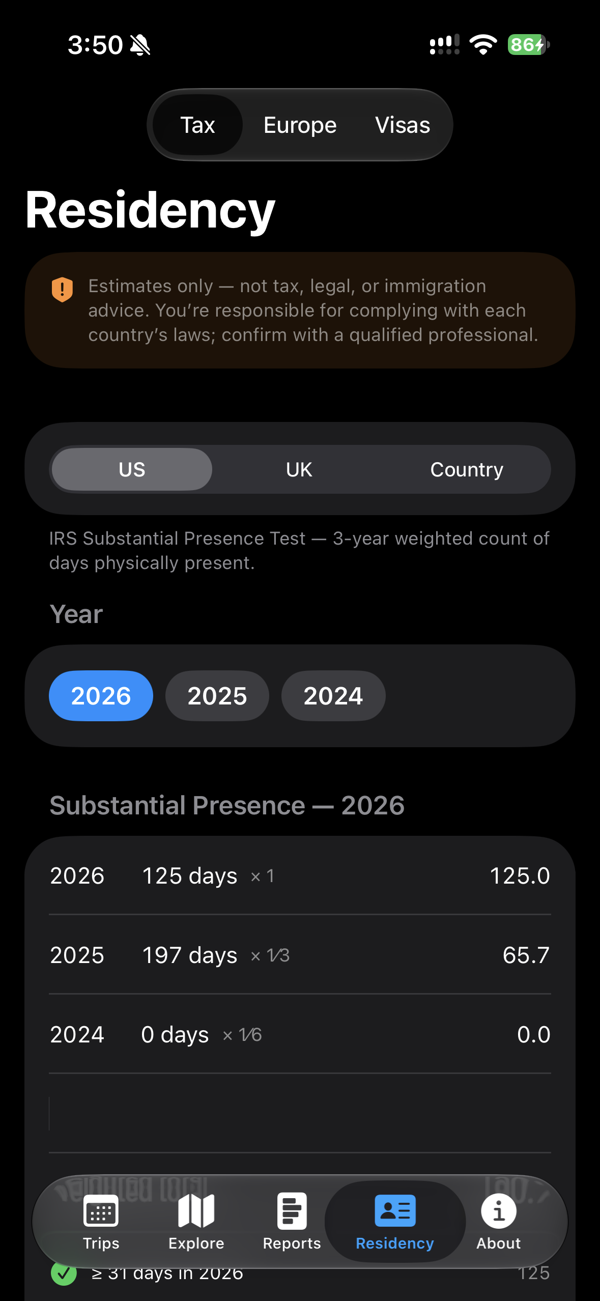 Residency tests on iPhone